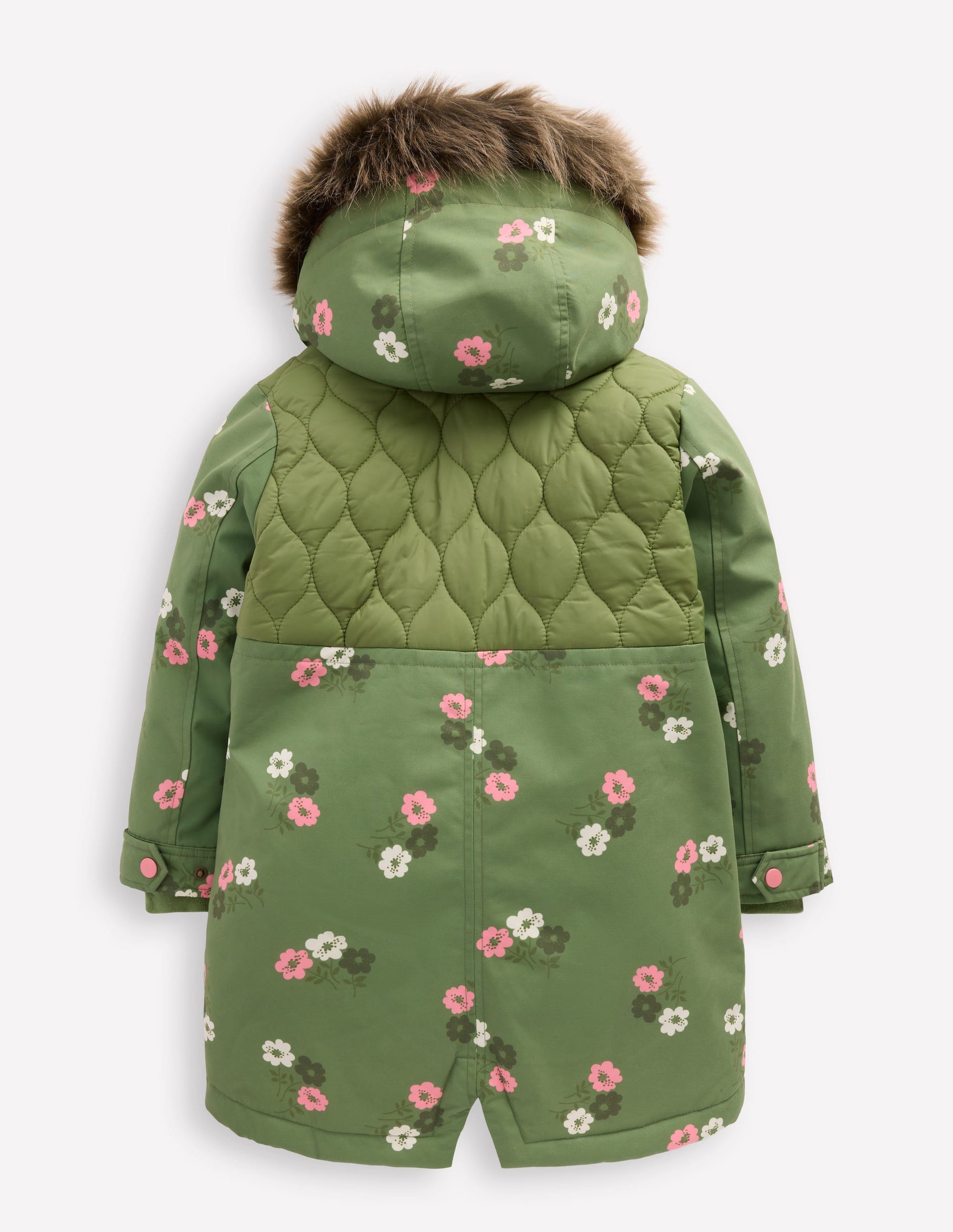 Joni Quilted Parka Coat-Green Floral-4