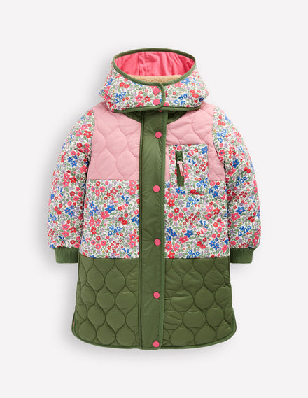 Cosy Longline Coat-Rose Pink Flowerbed