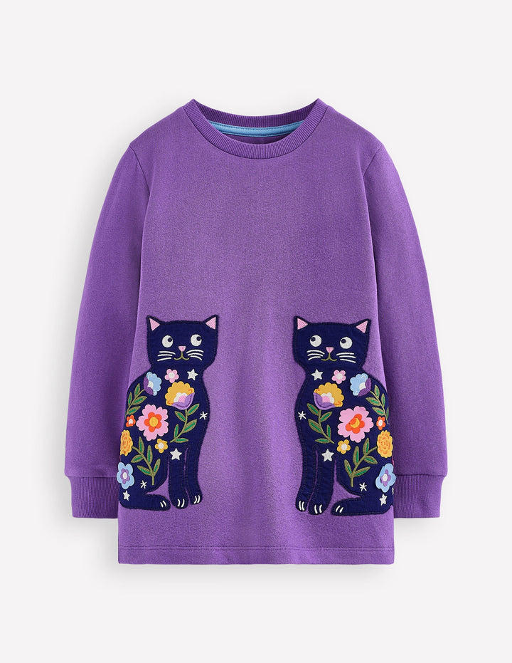 Applique Tunic-Purple Topaz Cats
