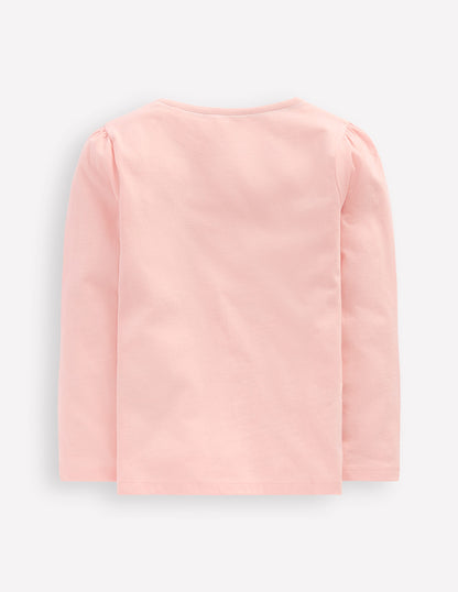 Puff Sleeve Applique T-Shirt-Chalk Pink Butterfly-2
