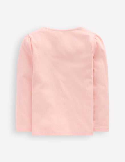 Puff Sleeve Applique T-Shirt-Chalk Pink Butterfly