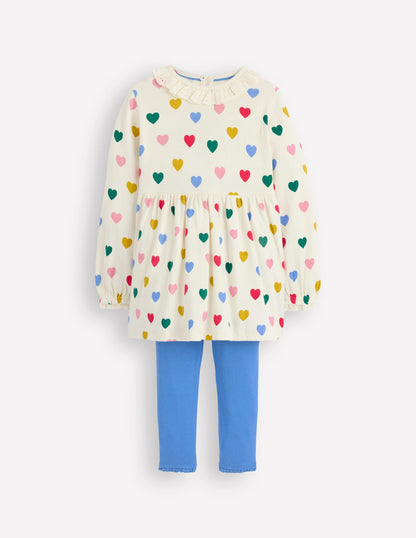 Ribbed Tunic Set-Soft Ivory Small Hearts-1