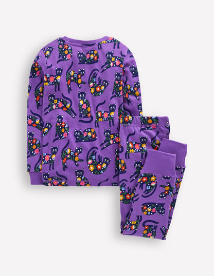 Snug Glow-In-The-Dark Pyjamas-Purple Cats-3