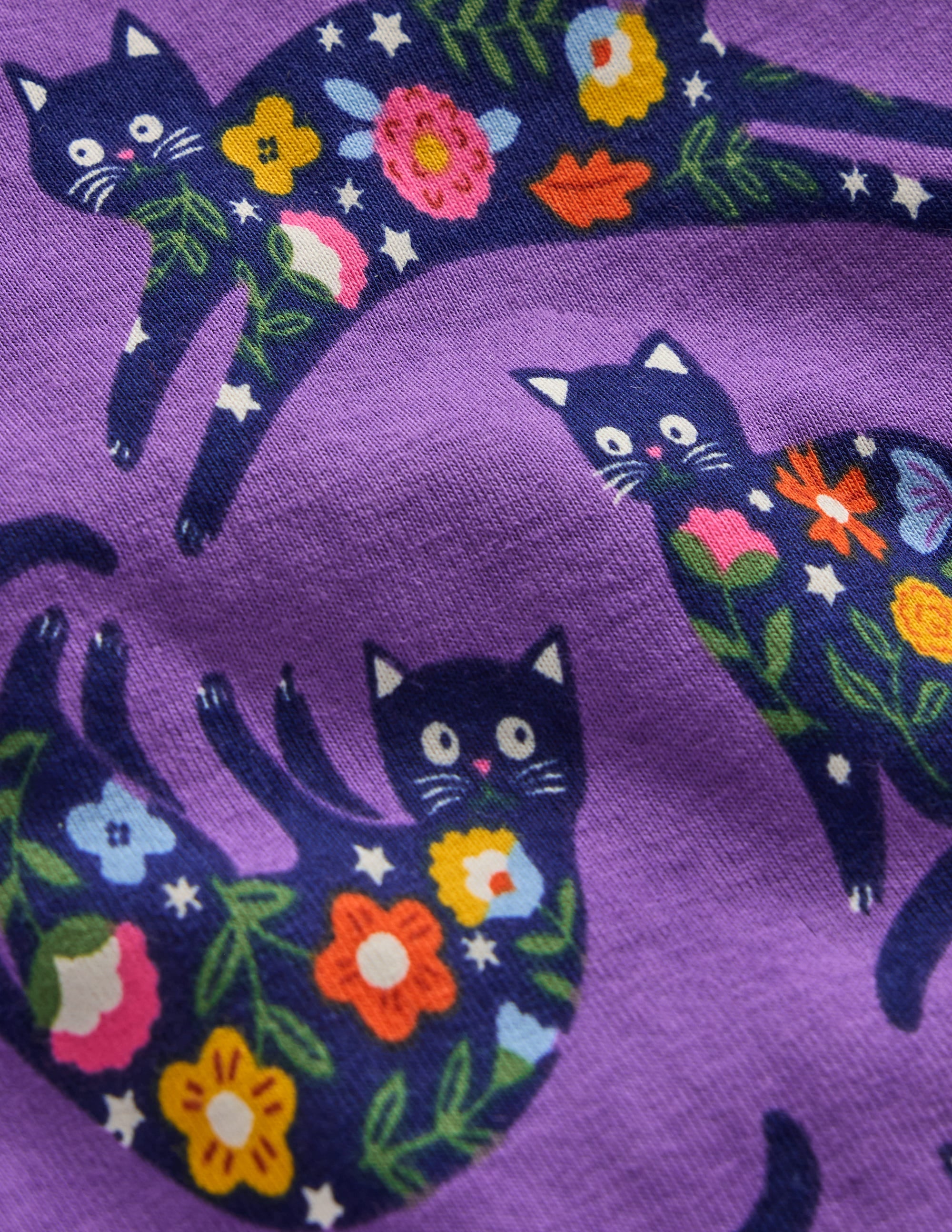 Snug Glow-in-the-dark Pyjamas-Purple Cats - Image 2