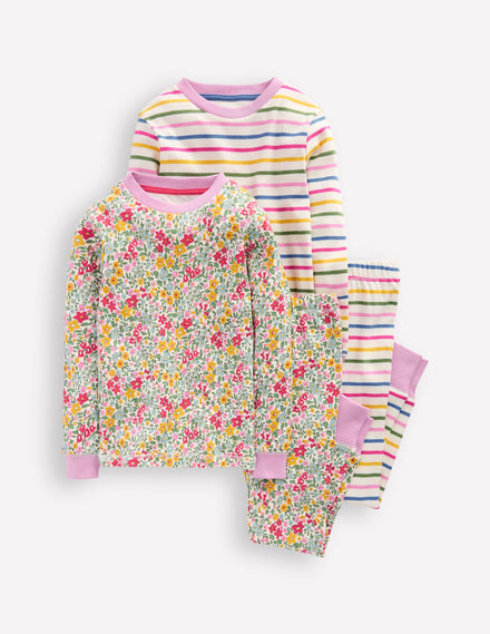 Twin Pack Snug Pyjamas-Ceylon Flowerbed Multi