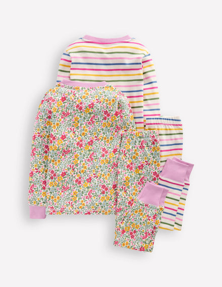 Twin Pack Snug Pyjamas-Ceylon Flowerbed Multi