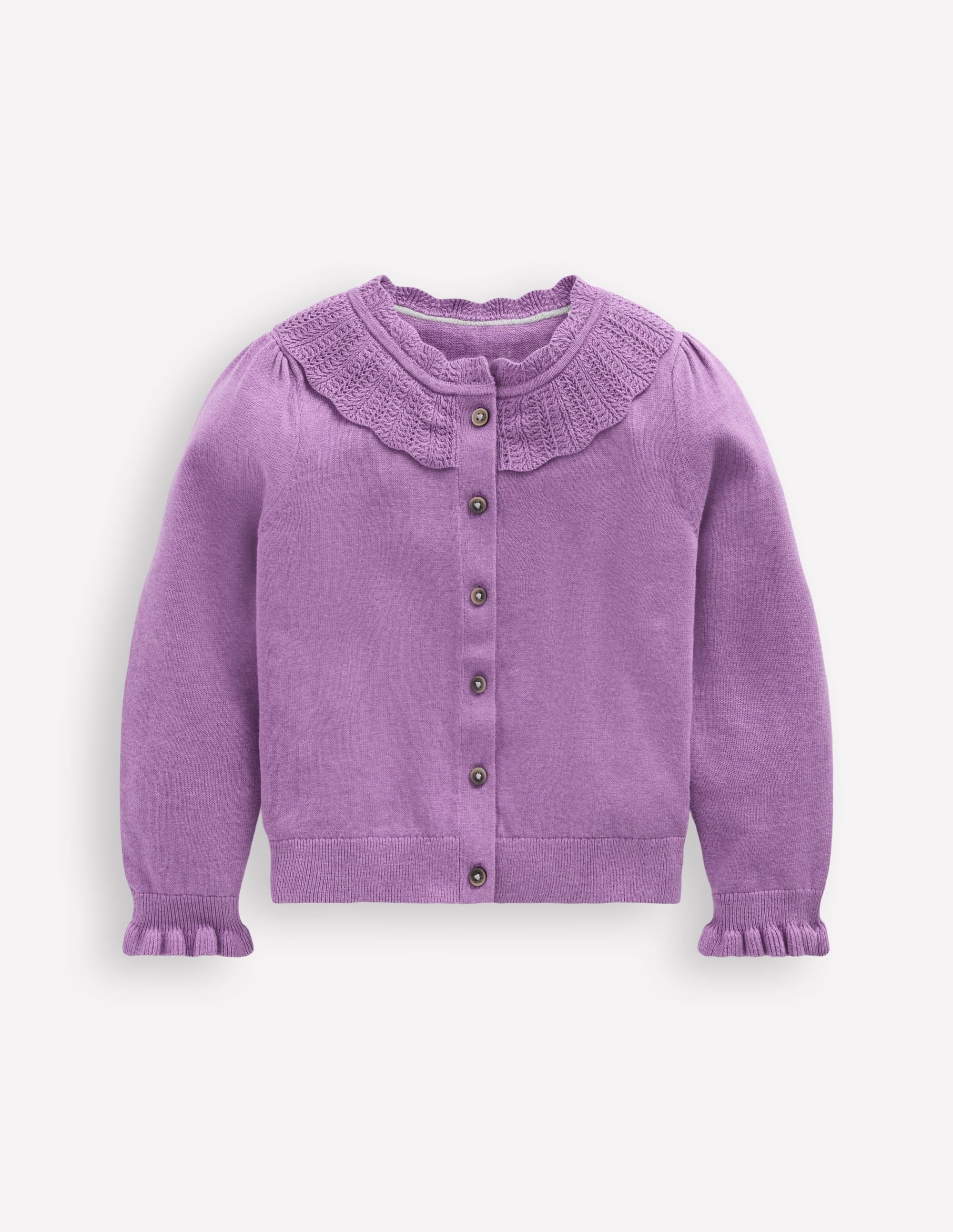 Pretty Ruffle Cardigan-Aster Purple Marl - Image 1