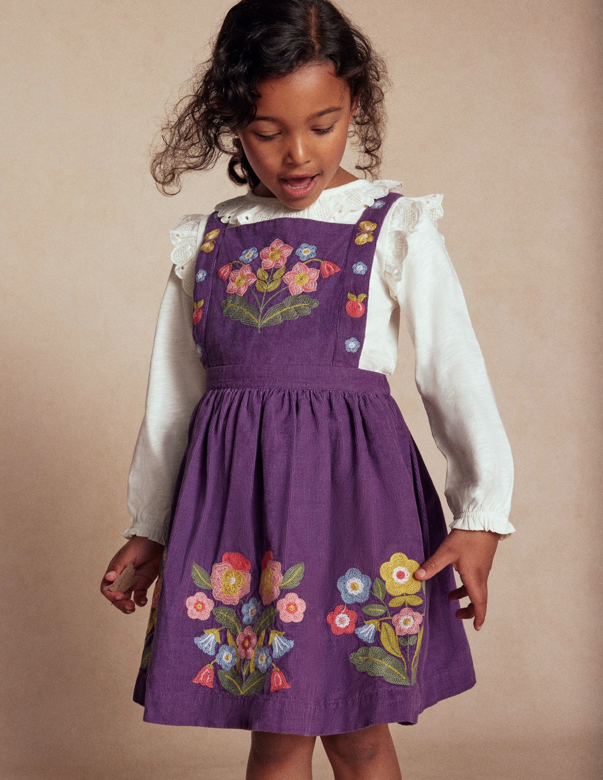 Embroidered Pinafore Dress-Mystic Purple Embroidery-1