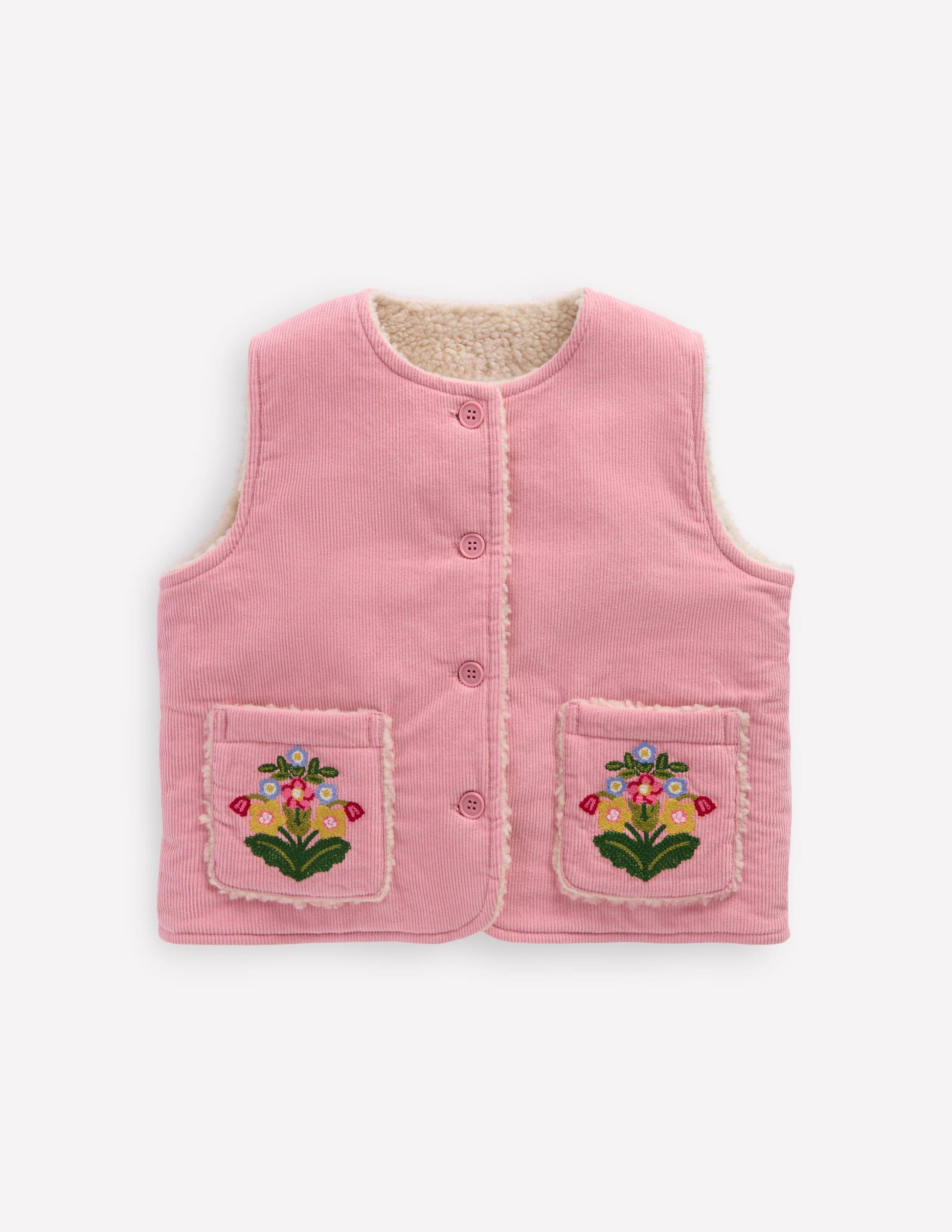 Embroidered Cord Gilet-Vintage Pink-2