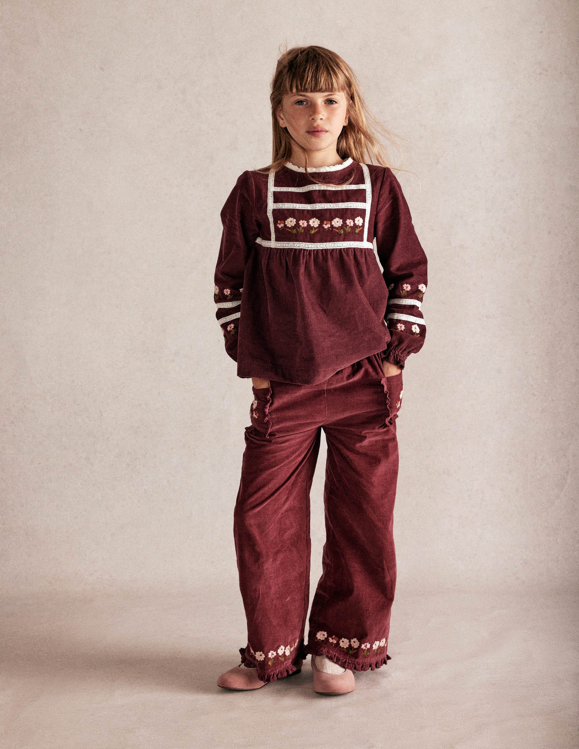 Embroidered Lace Top-Chestnut Embroidery-1