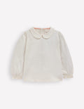 Collared Jersey Top-Soft Ivory