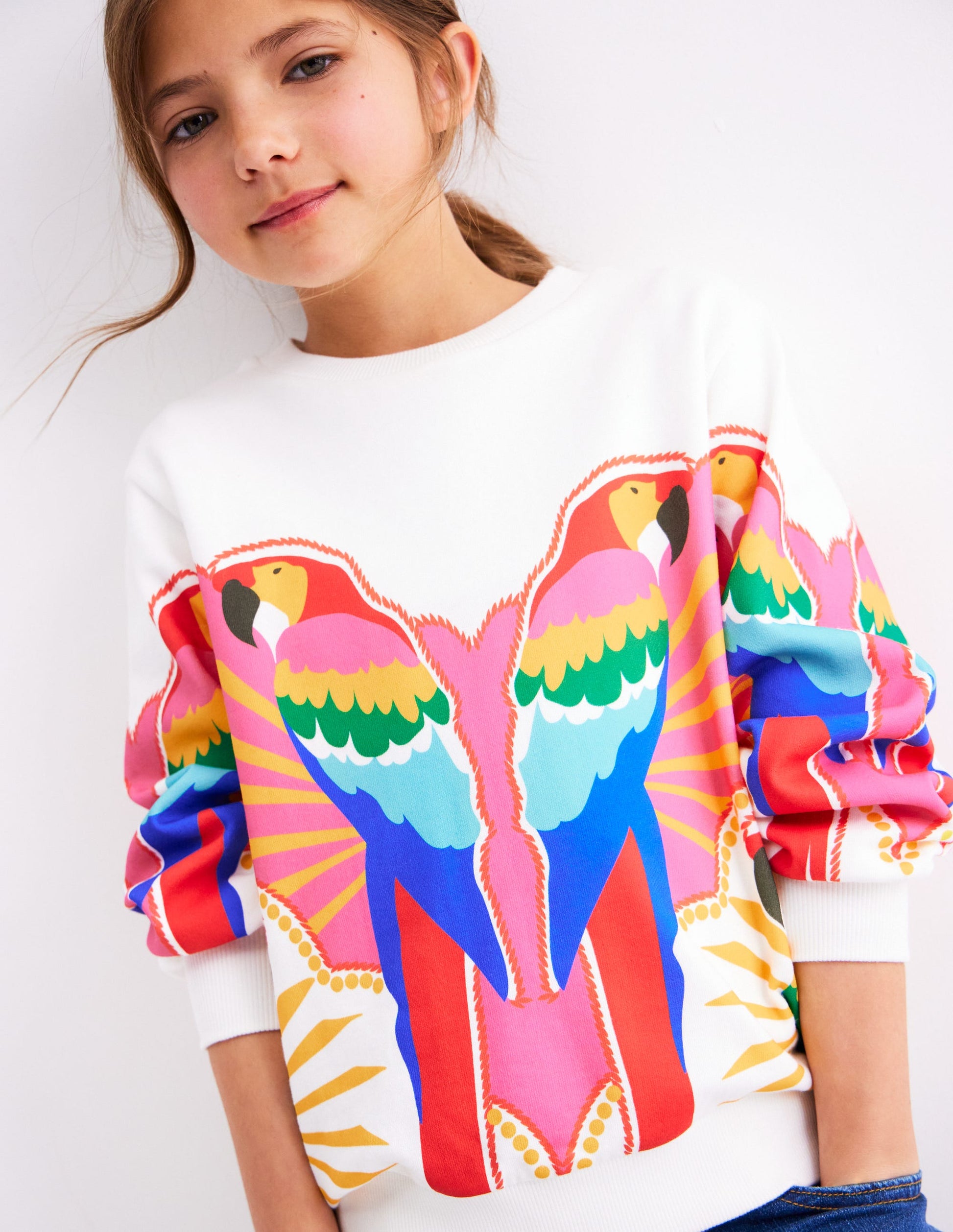 Printed Relaxed Sweatshirt-Multi Parrot-1