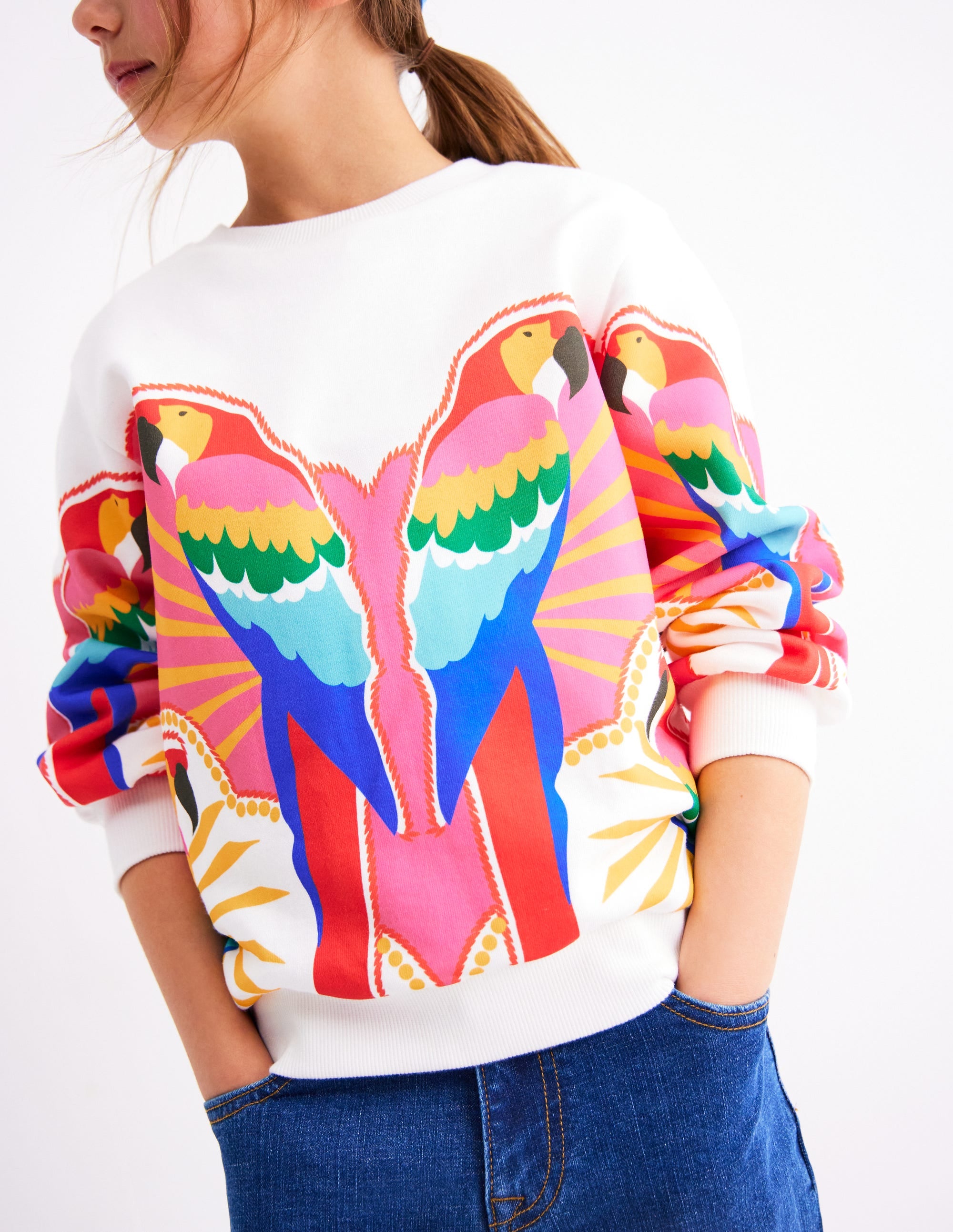 Printed Relaxed Sweatshirt-Multi Parrot - Image 4