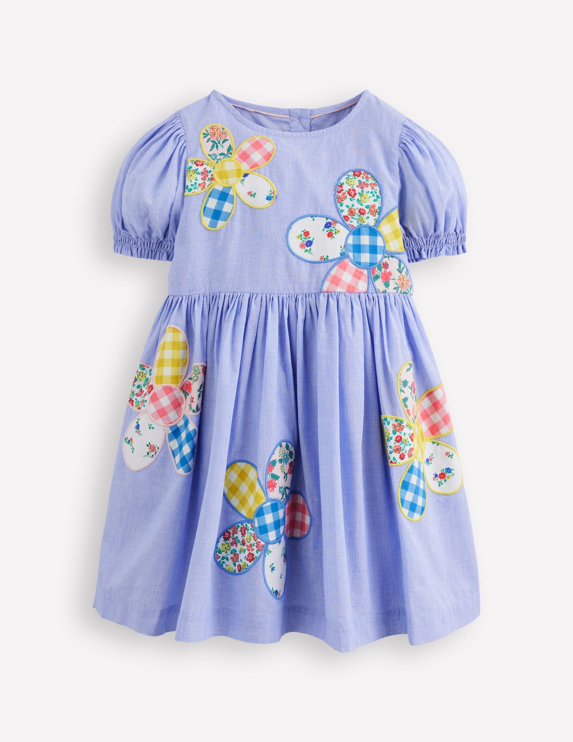 Madeline Woven Dress-Floral Patchwork Applique-5