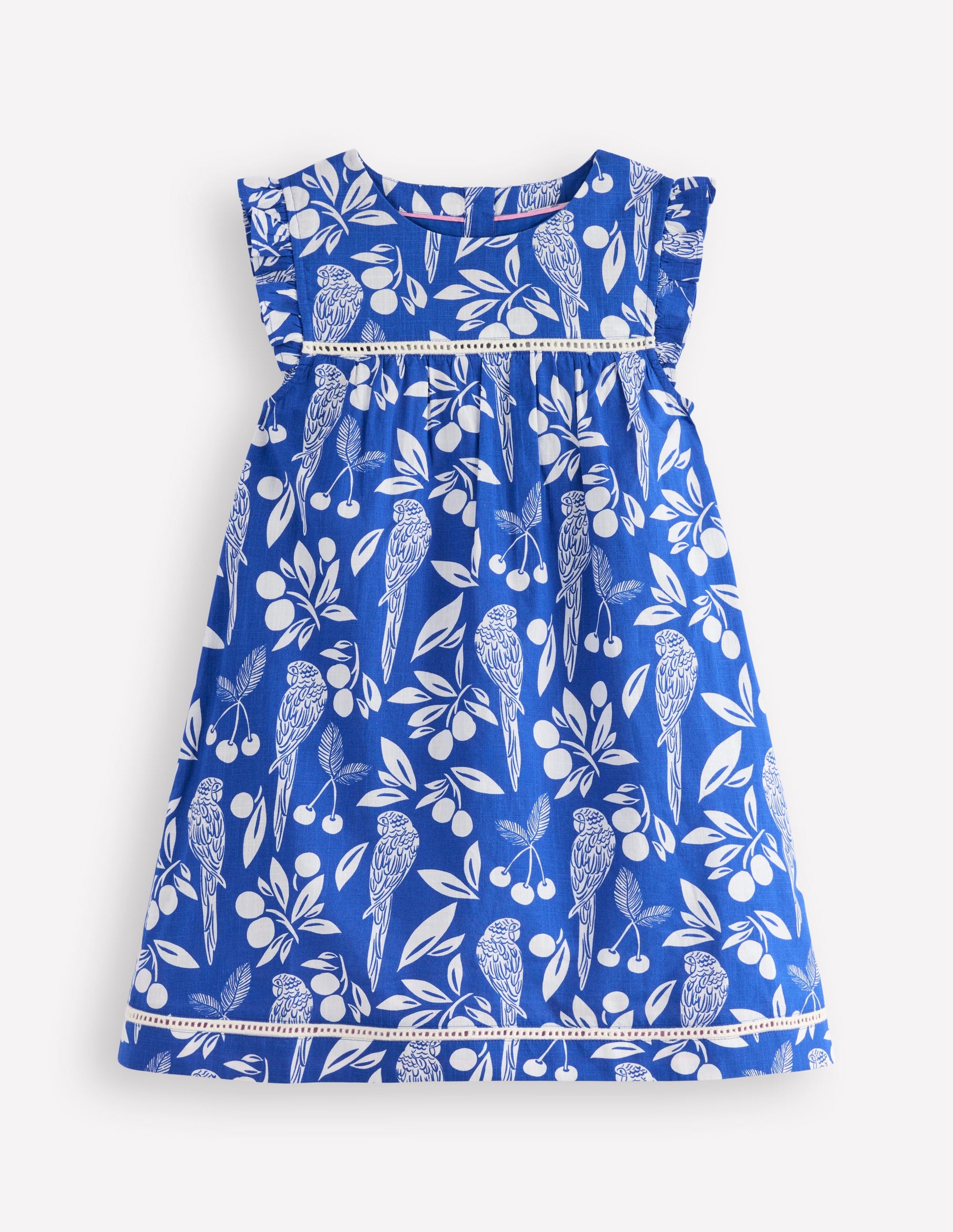 Celia Woven Holiday Dress-Bright Blue Parrot Palm-5
