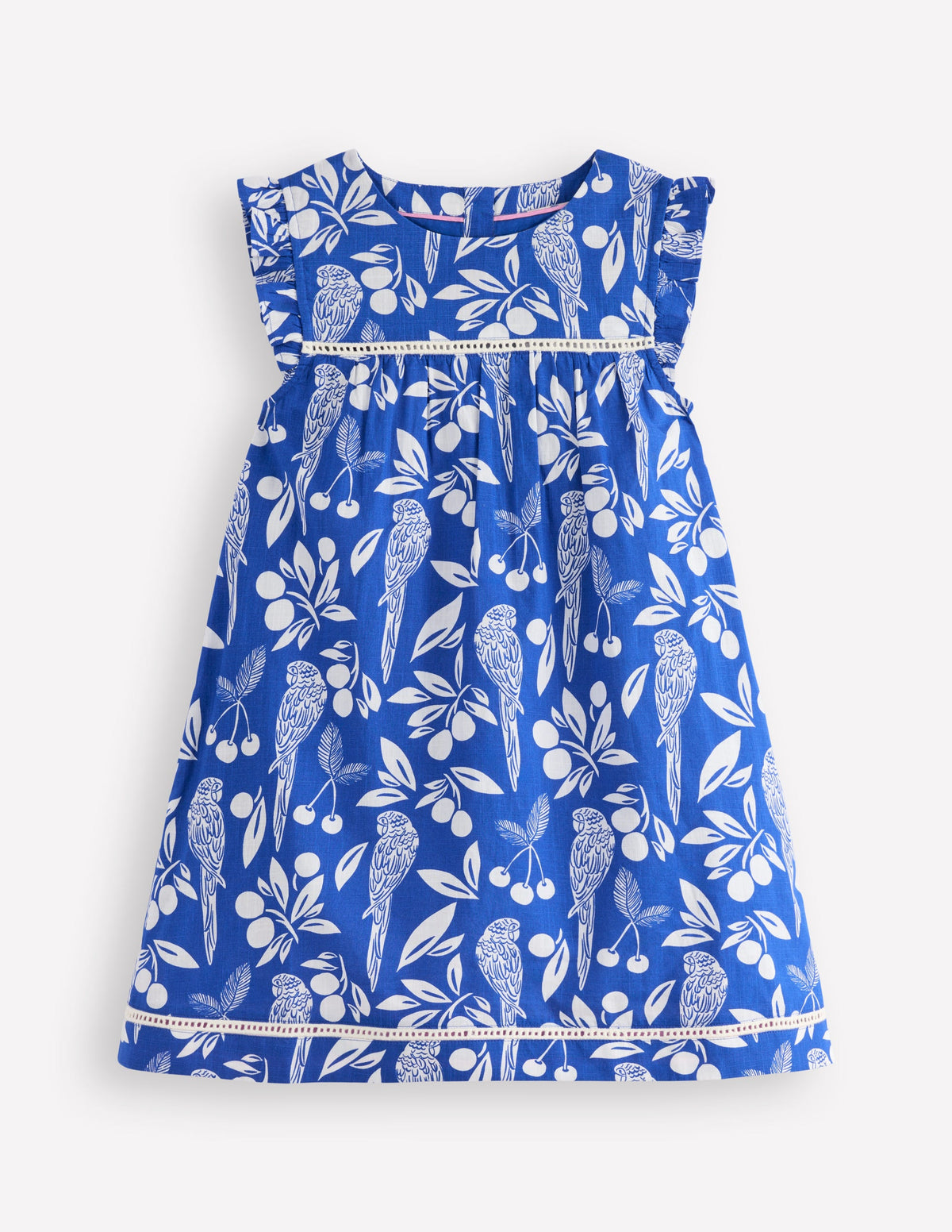 Celia Woven Holiday Dress-Bright Blue Parrot Palm - Image 4