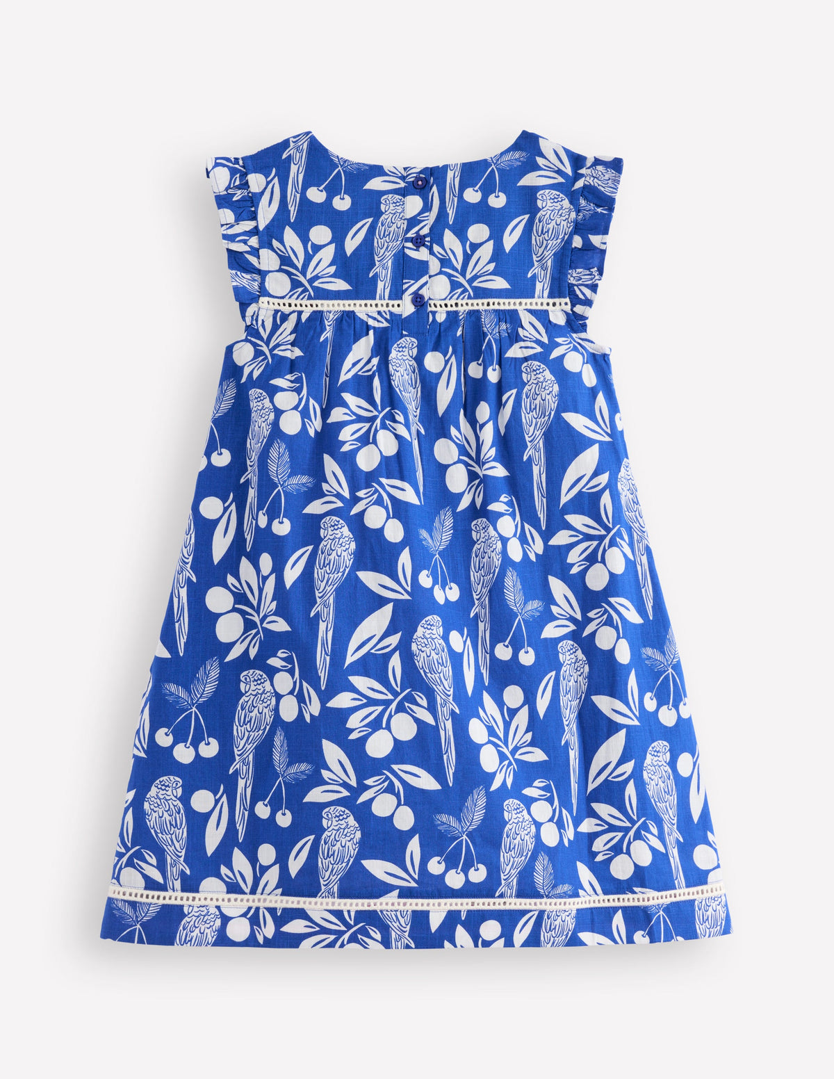 Celia Woven Holiday Dress-Bright Blue Parrot Palm - Image 5