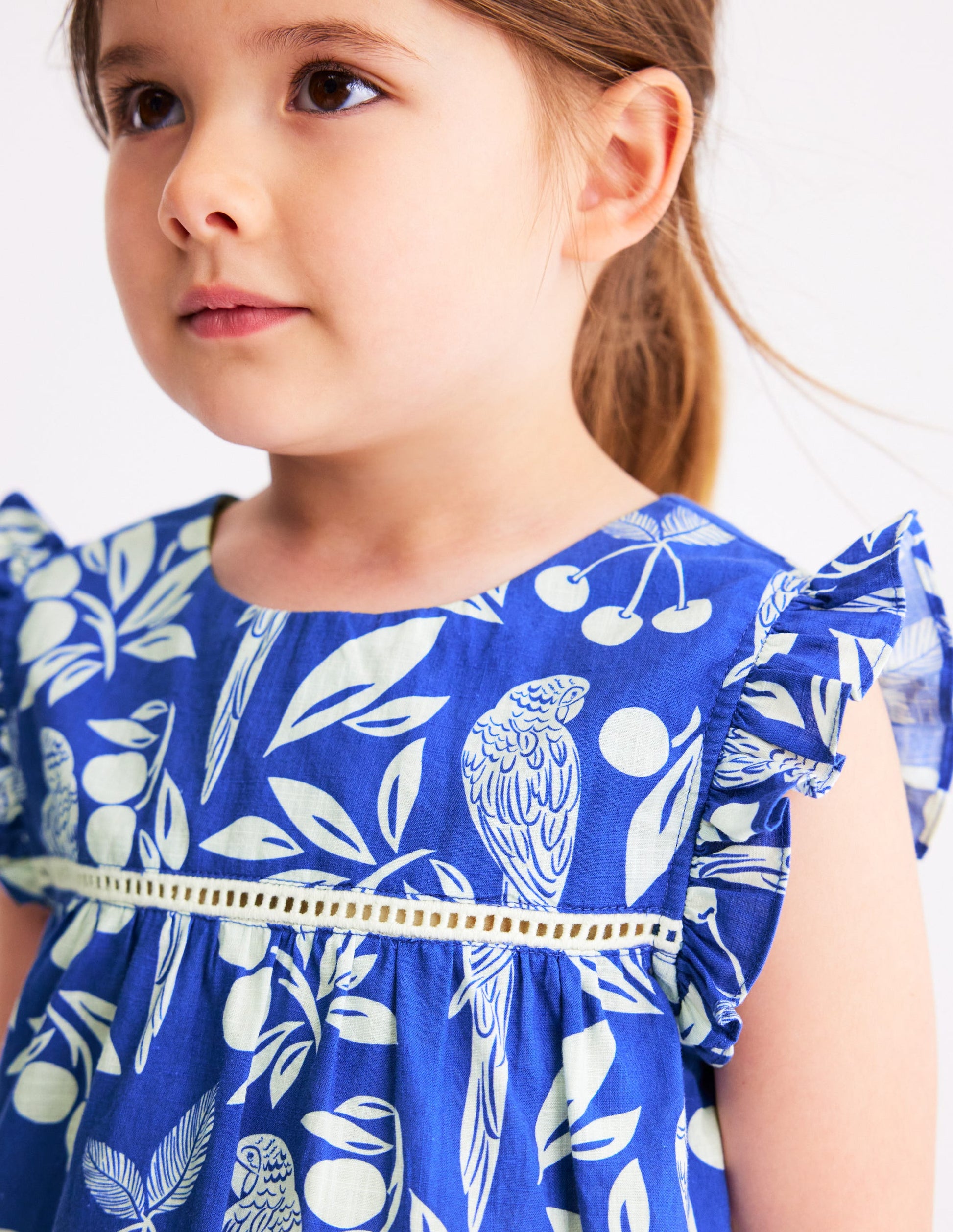 Celia Woven Holiday Dress-Bright Blue Parrot Palm-4