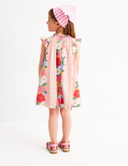 Holiday Smocked Dress-Chalk Pink Flower
