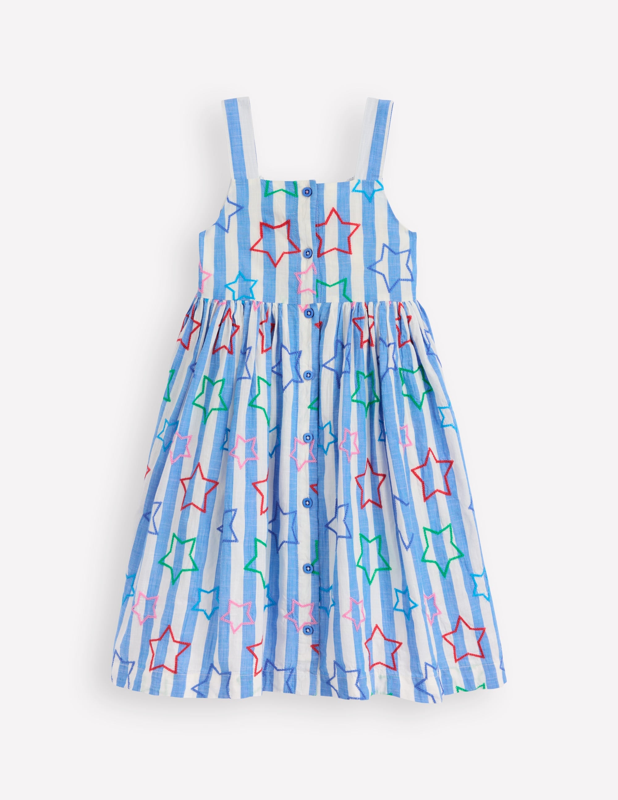Remy Button Through Dress-Peacock Plume Blue Star - Image 4