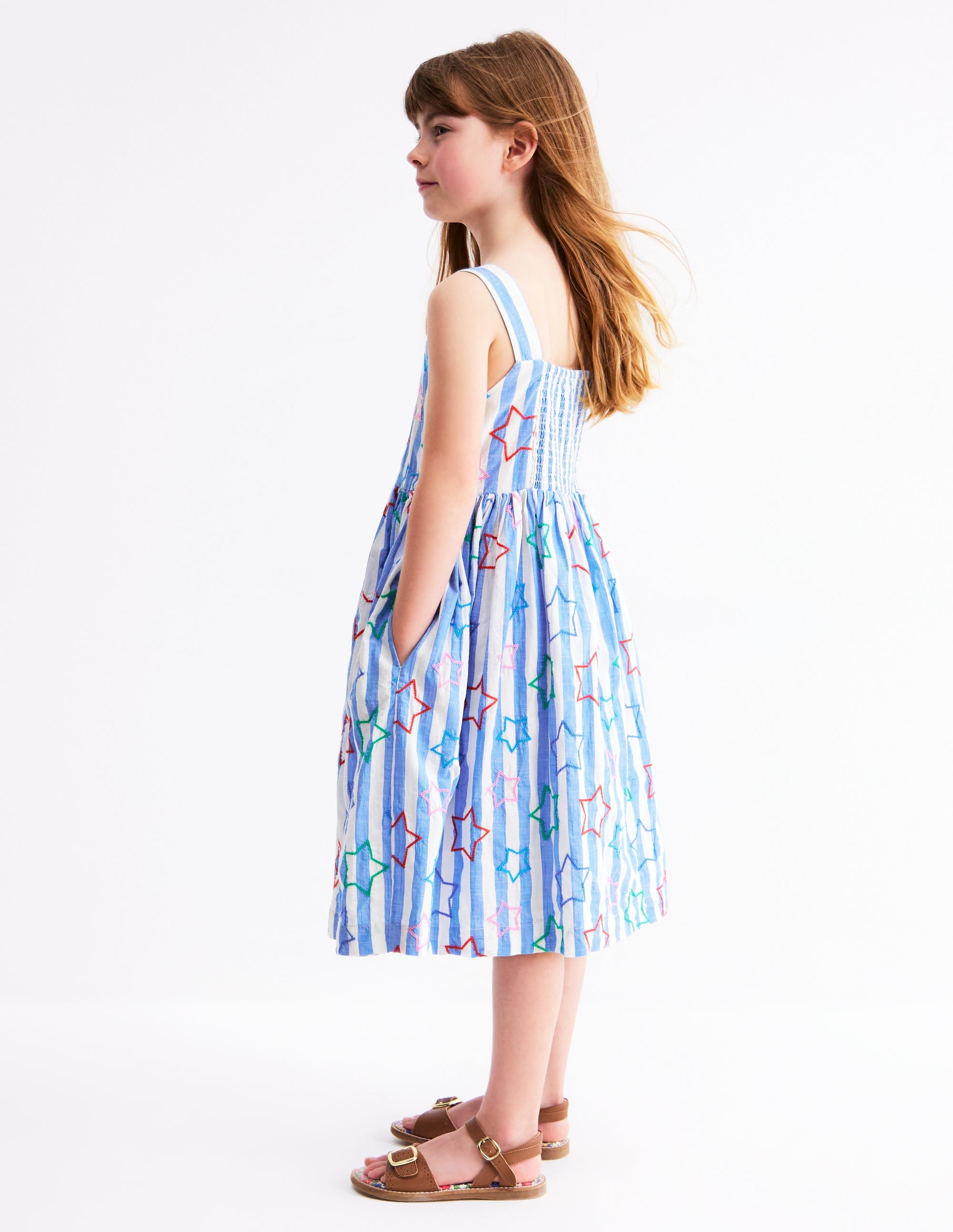 Remy Button Through Dress-Peacock Plume Blue Star - Image 3