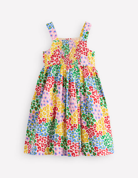 Remy Button Through Dress-Multi Rainbow Leopard