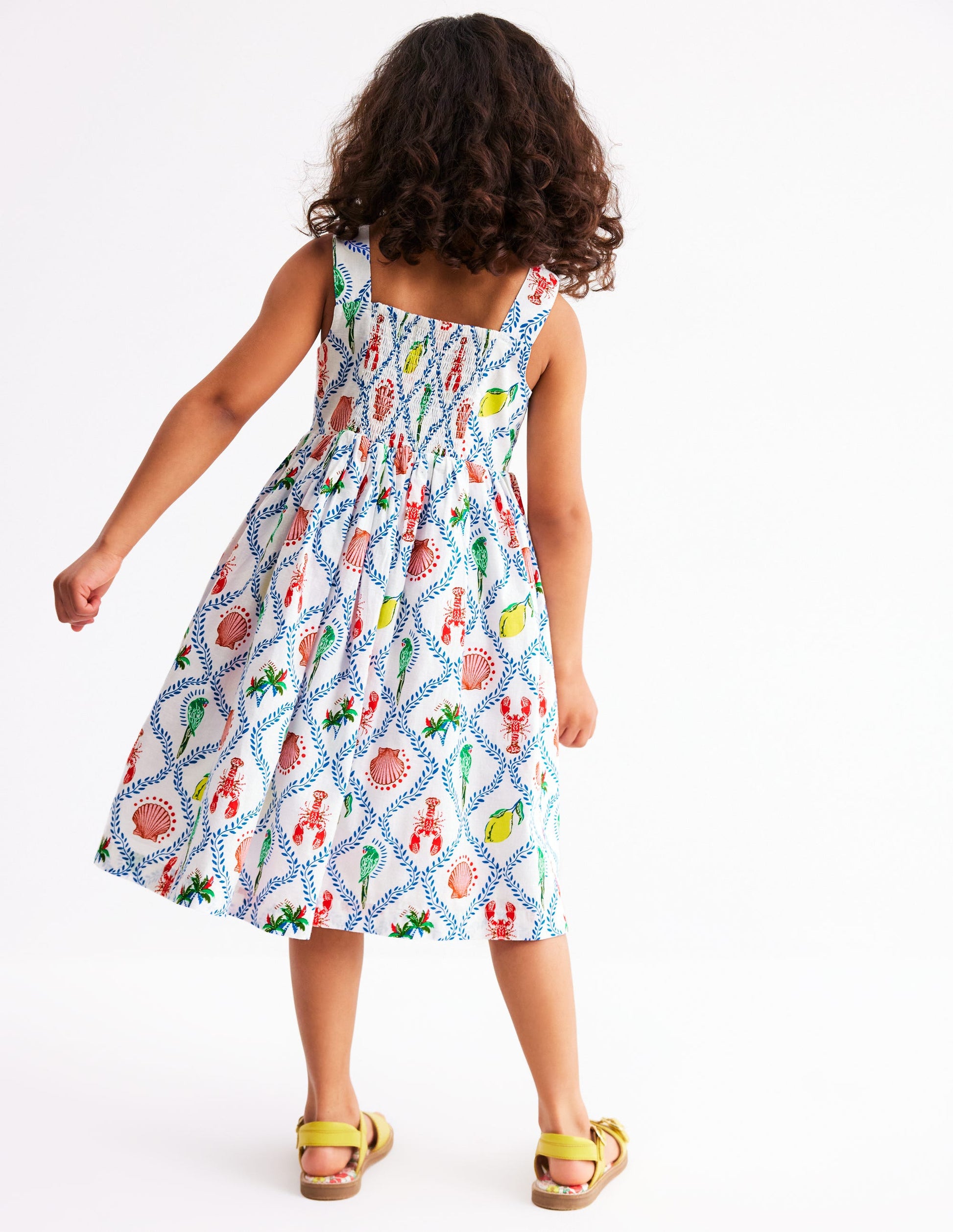 Remy Button Through Dress-Multi Holiday Tile-2