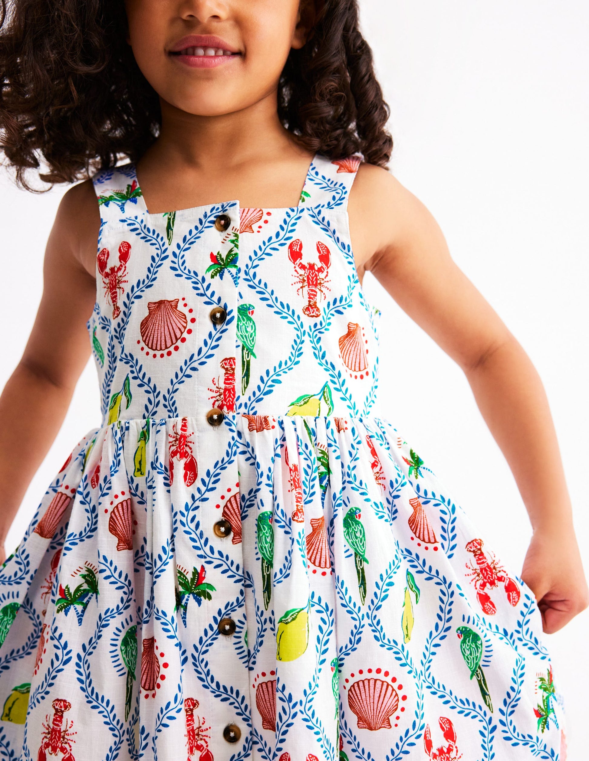 Remy Button Through Dress-Multi Holiday Tile-3
