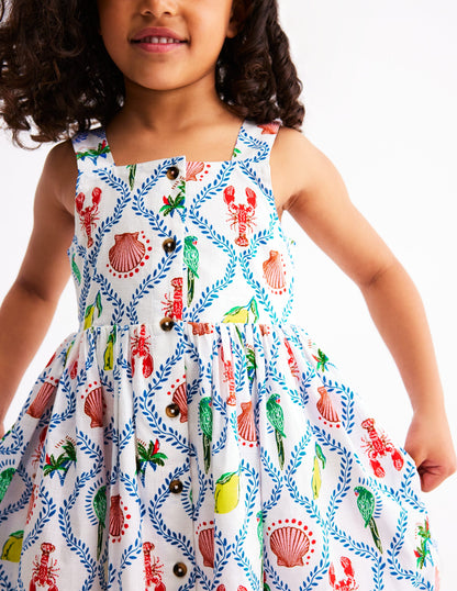 Remy Button Through Dress-Multi Holiday Tile-3