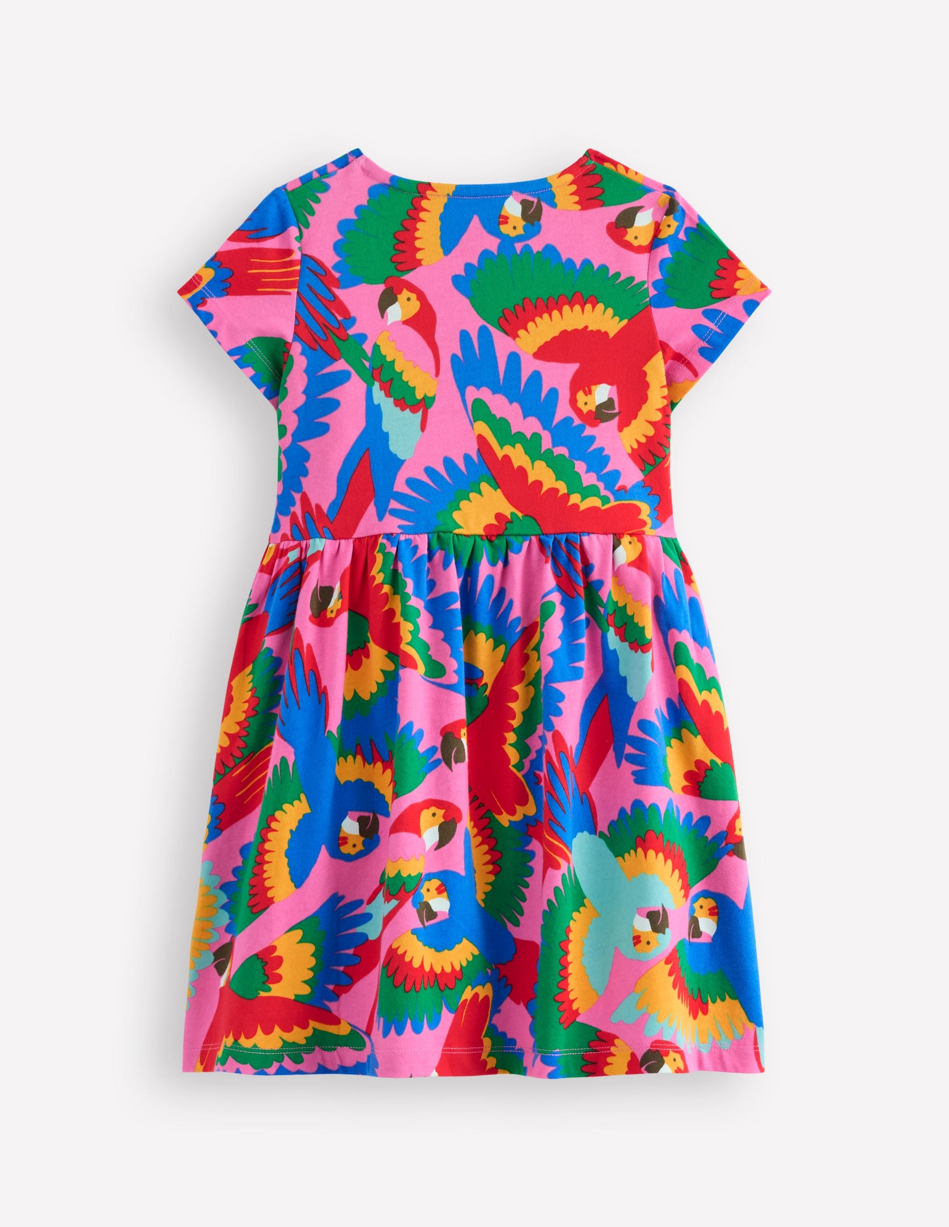 Heart Pocket Fun Jersey Dress-Multi Rainbow Parrot-2