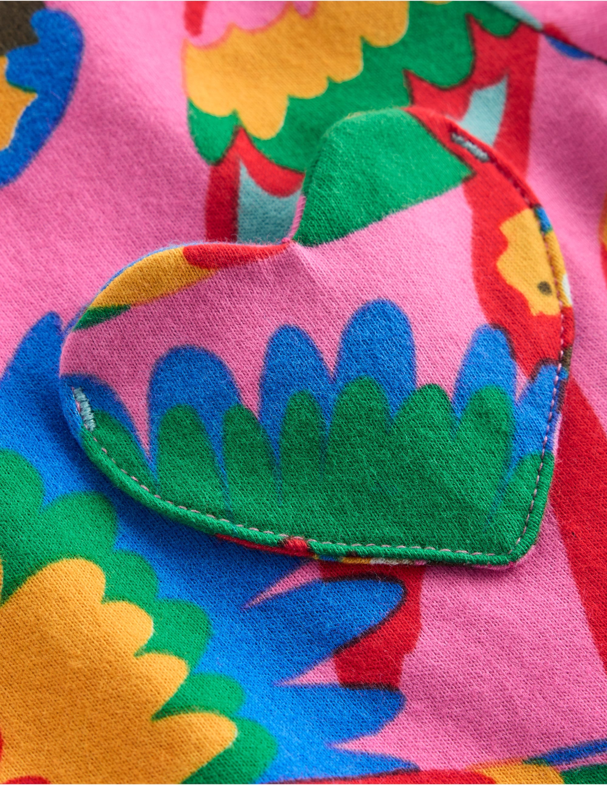 Heart Pocket Fun Jersey Dress-Multi Rainbow Parrot - Image 3