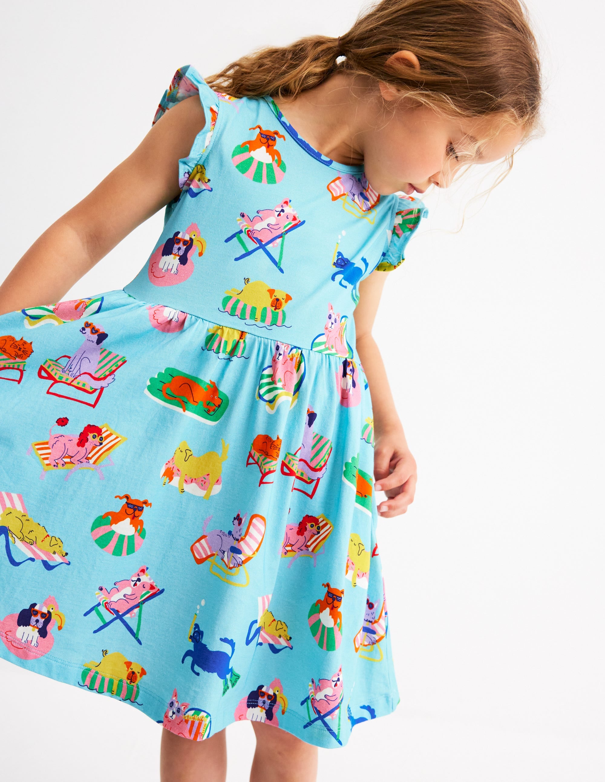 Posie Frill Sleeve Dress-Barbados Beach Poolside Pets - Image 1