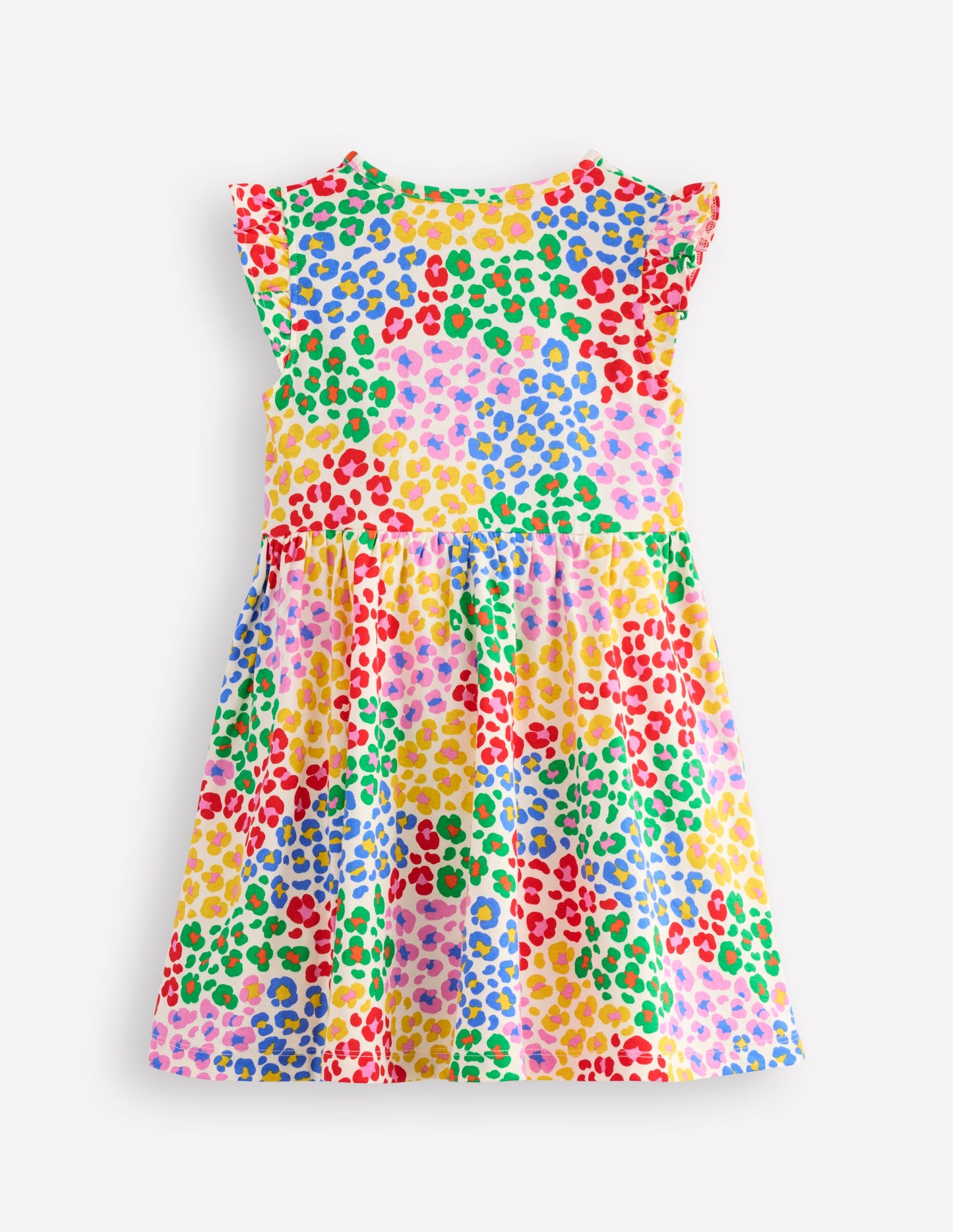 Posie Frill Sleeve Dress-Multi Rainbow Leopard