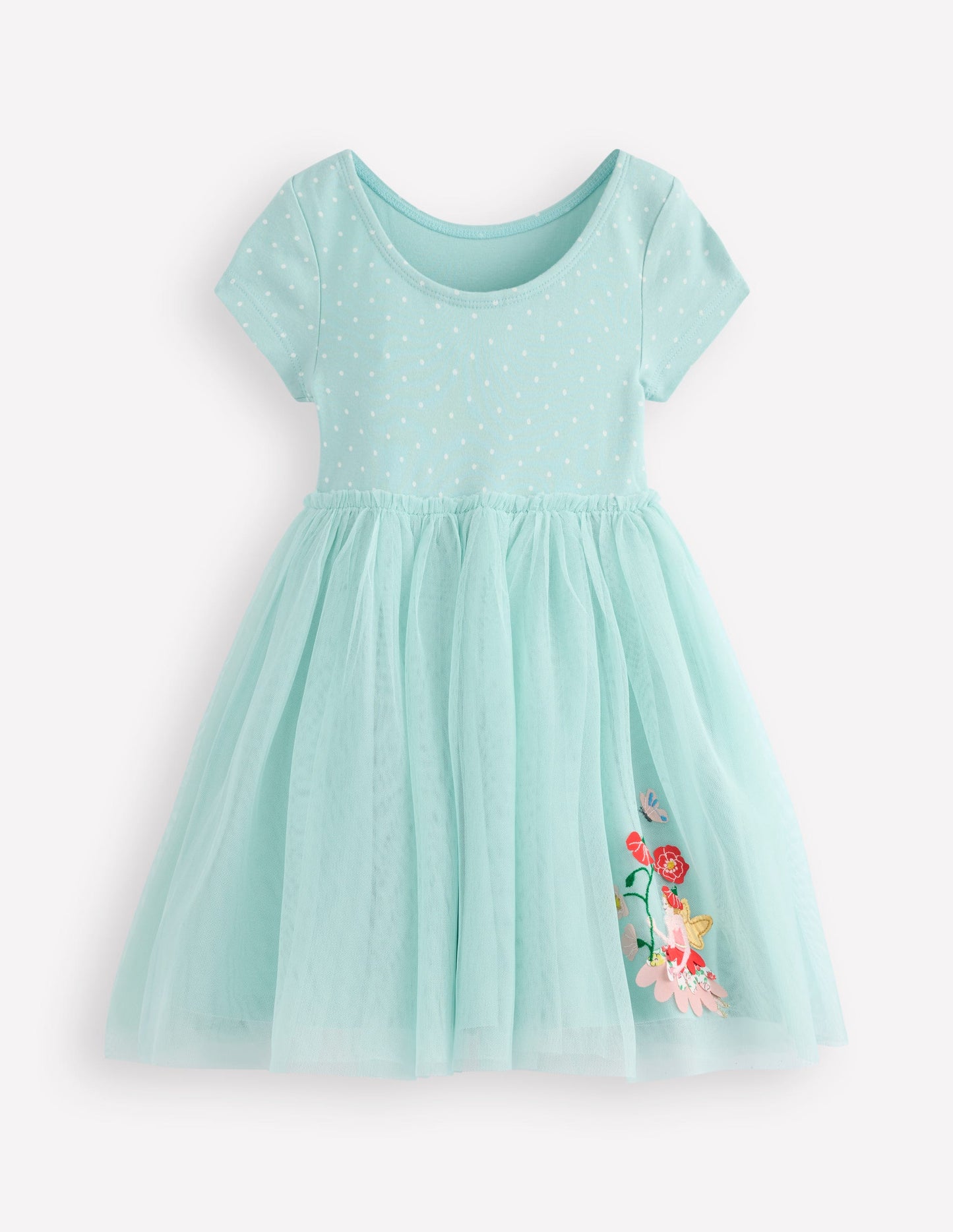 Ami Applique Tulle Dress-Spearmint Blue Flower Fairies