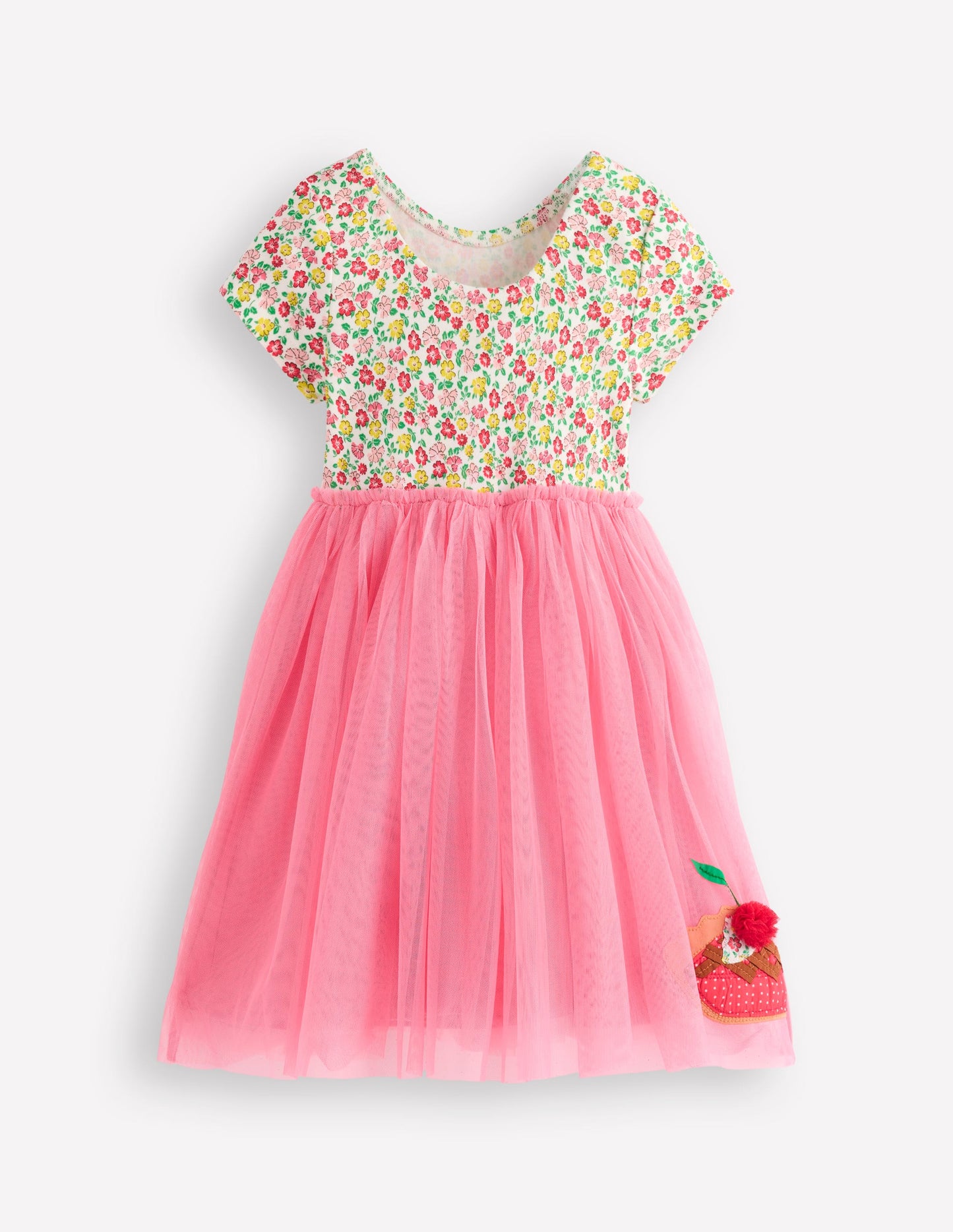 Ami Applique Tulle Dress-Salmon Pink Desserts