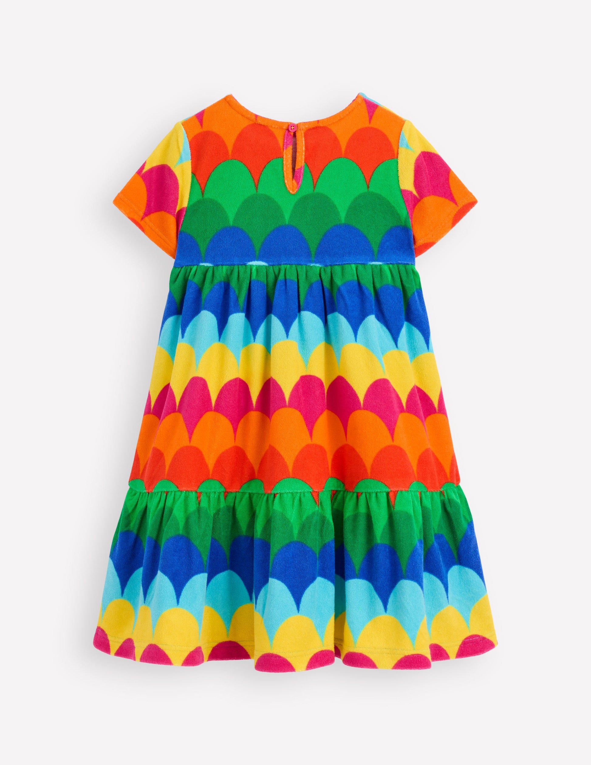 Ariel Twirly Towelling Dress-Multi Scallop Stripe-6