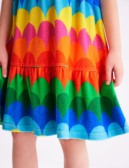 Ariel Twirly Towelling Dress-Multi Scallop Stripe-2