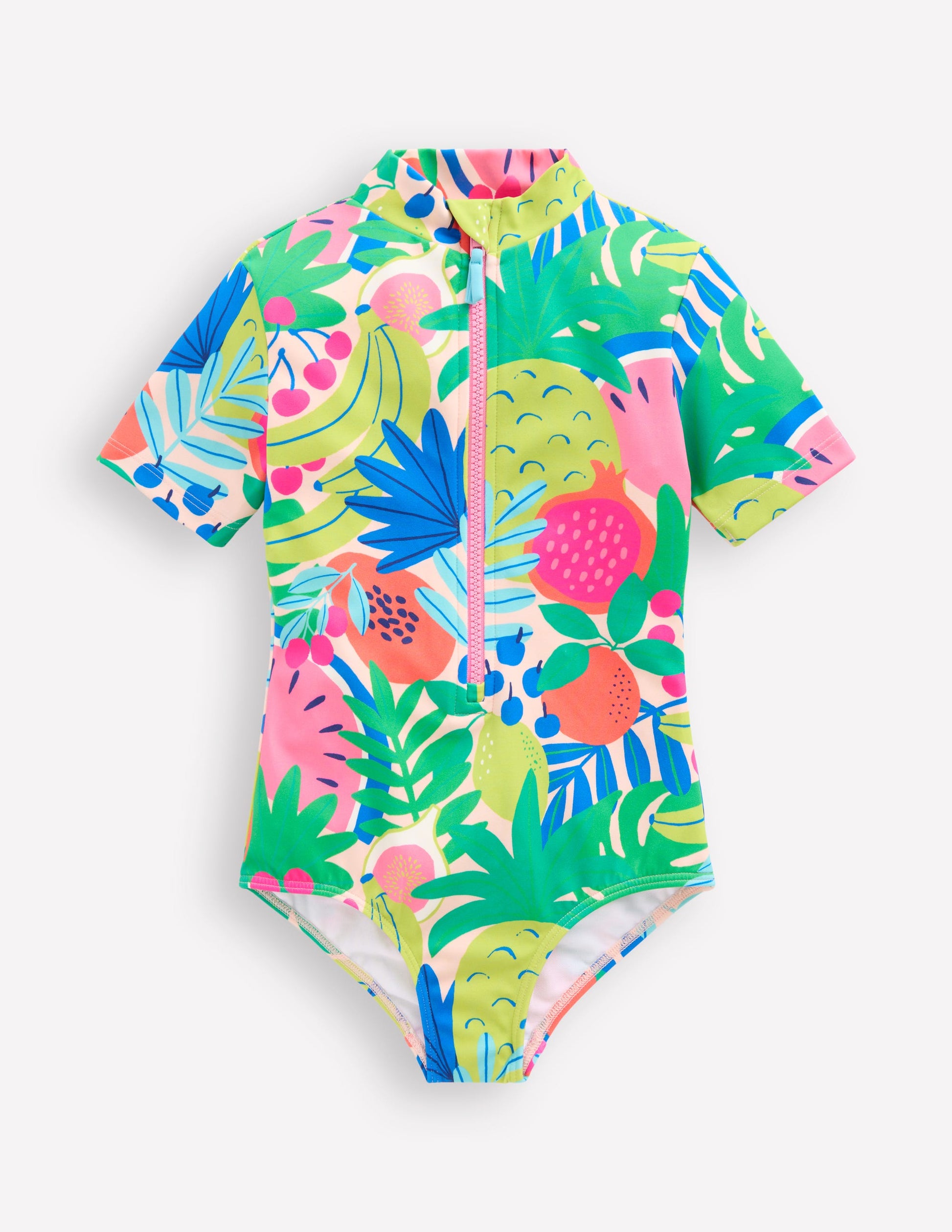 Short-sleeved Swimsuit-Multi Tropical Fruit-2