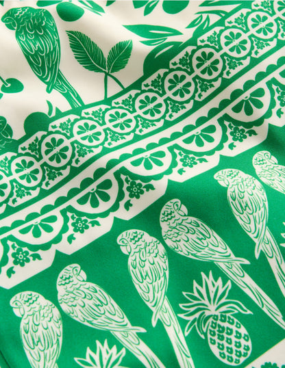 Cross-back Tankini Top-Rich Emerald Parrot Palm-5