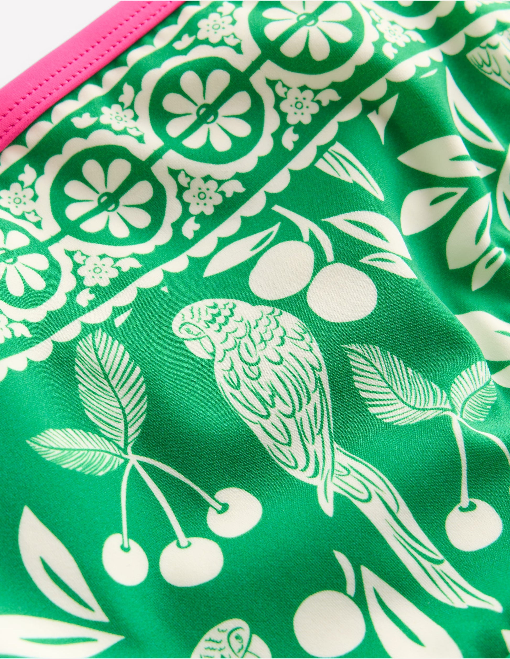 Patterned Bikini Bottoms-Rich Emerald Parrot Palm-3