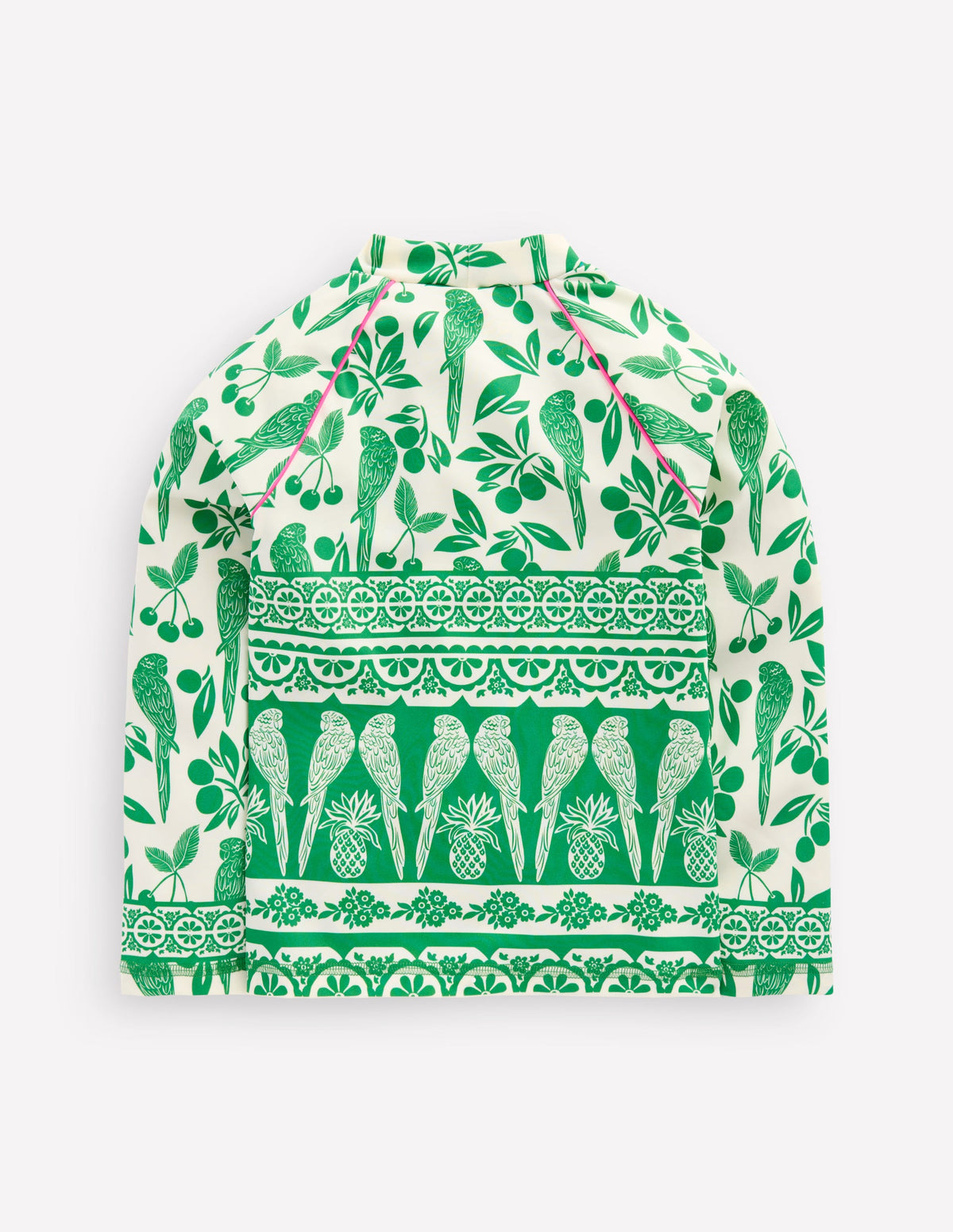 Sun Safe Patterned Rash Vest-Rich Emerald Parrot Palm-2