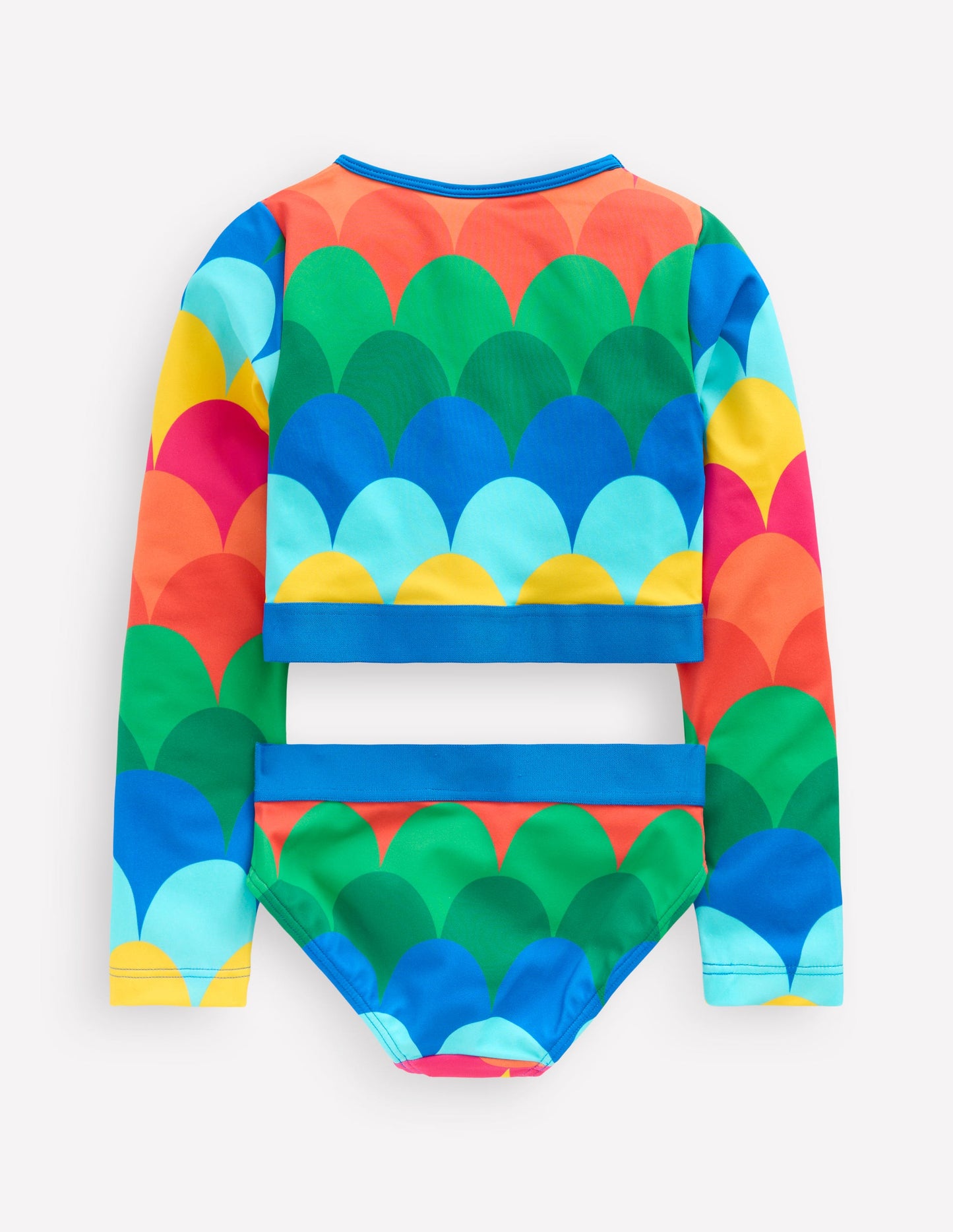 Cropped Rash Vest Set-Multi Scallop Stripe