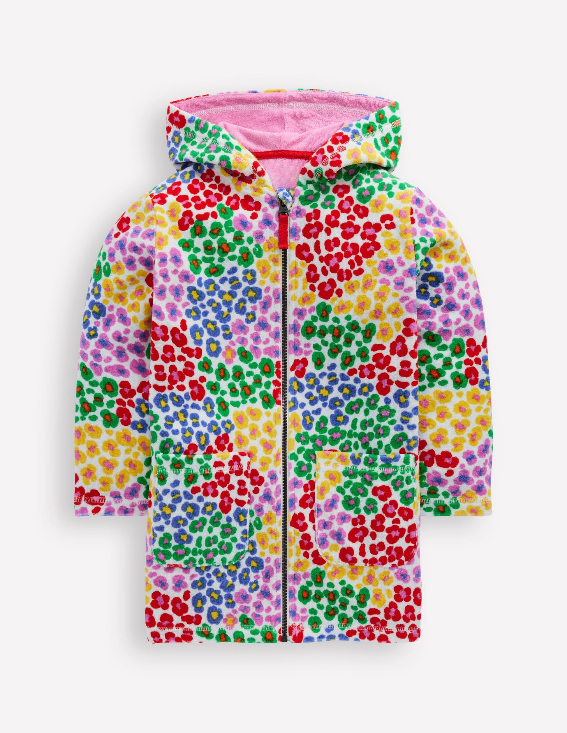 Romie Towelling Zip Throw-On-Multi Rainbow Leopard-2