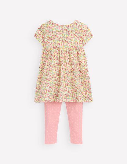 Short-sleeved print tunic set-Multi Summer Flowerbed-2