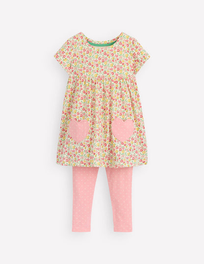 Short-sleeved print tunic set-Multi Summer Flowerbed-1