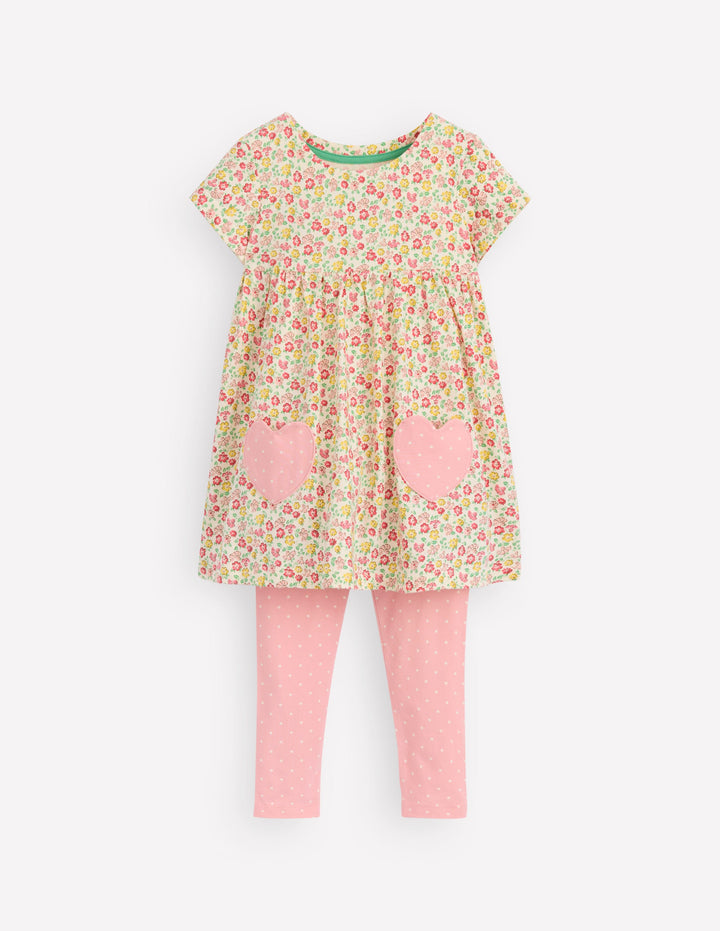 Short-sleeved print tunic set-Multi Summer Flowerbed