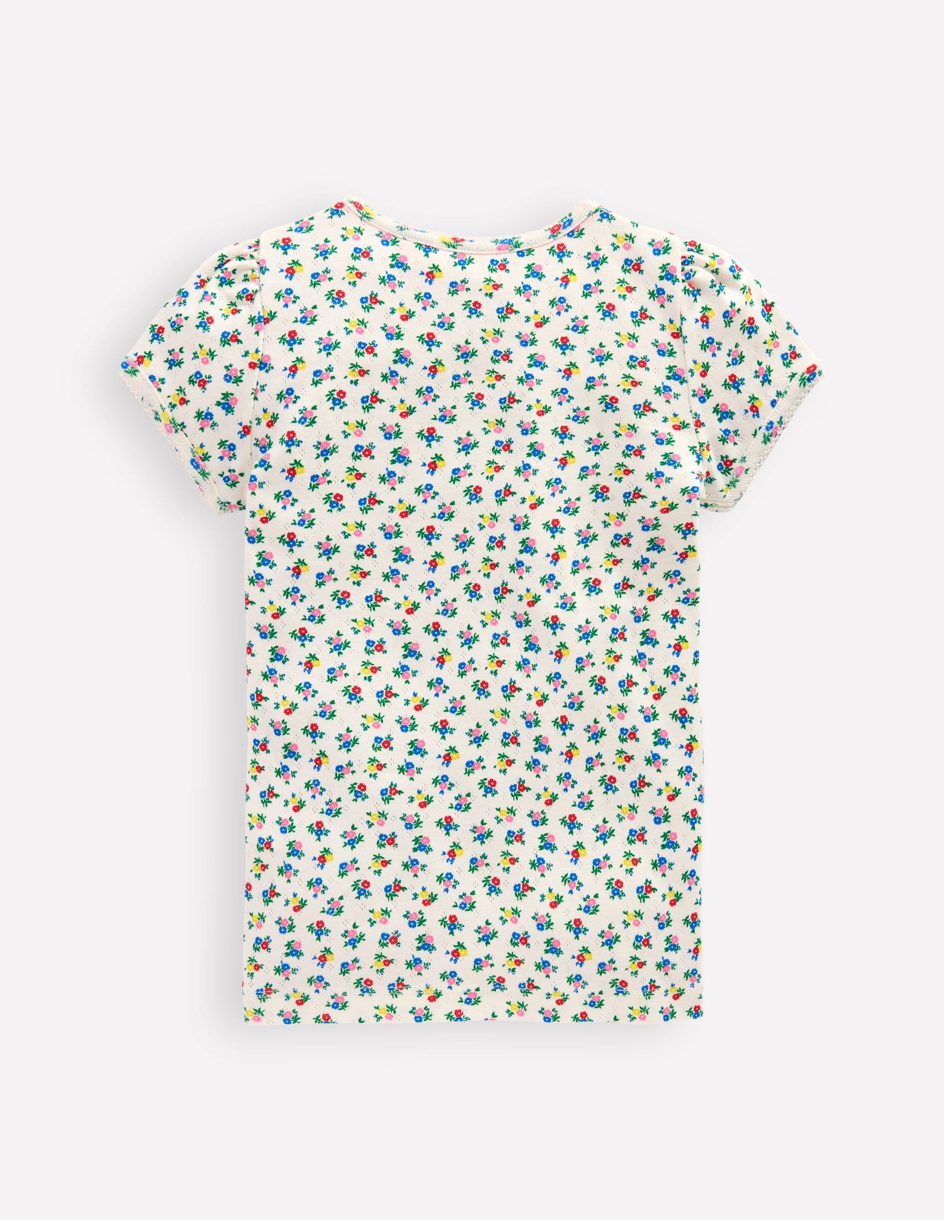 Short Sleeve Pointelle Top-Soft Ivory Ditsy Floral-2