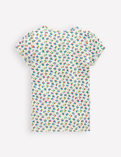 Short Sleeve Pointelle Top-Soft Ivory Ditsy Floral-2