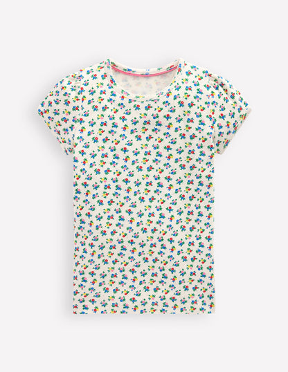 Short Sleeve Pointelle Top-Soft Ivory Ditsy Floral-1