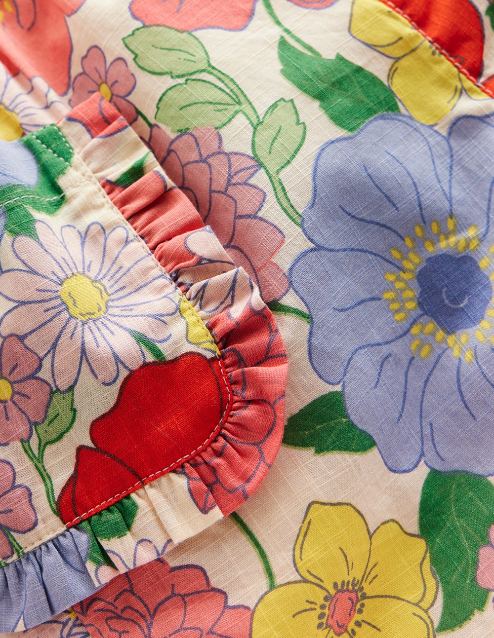 Nostalgic Frill Trousers-Multi Summer Garden-3